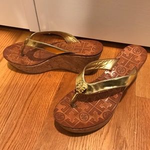Gold Tory Burch Platform Sandals